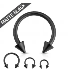 Циркуляр (подкова) из стали с шипами PiercedFish HTM02 серьга для септума носа, хеликса уха, трагуса, брови, губы, пупка, сосков, пирсинга смайл