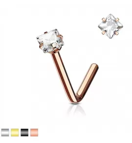 Серьга-гвоздик (нострил) для пирсинга крыла носа PiercedFish NOL09 из стали с фианитом 2,5 мм