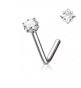 Серьга-гвоздик (нострил) для пирсинга крыла носа PiercedFish NOL09 из стали с фианитом 2,5 мм