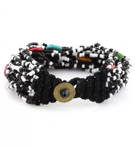 Браслет Indigo ING-1444 из черно-белого бисера и ярких бусин