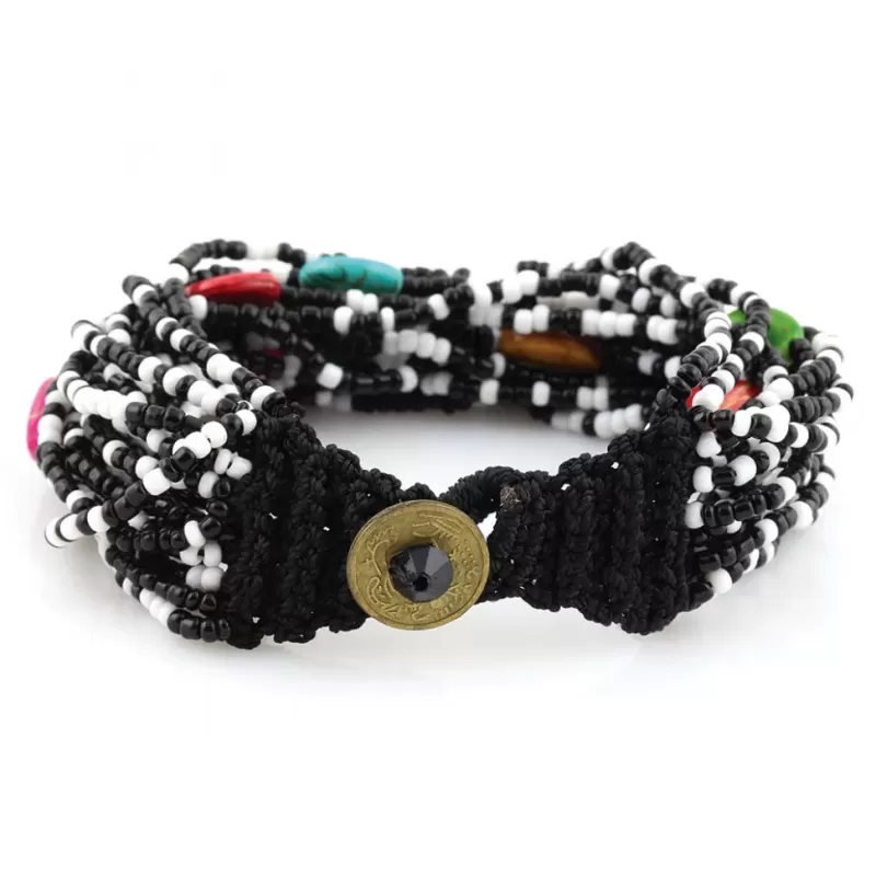 Браслет Indigo ING-1444 из черно-белого бисера и ярких бусин