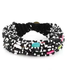 Браслет Indigo ING-1444 из черно-белого бисера и ярких бусин