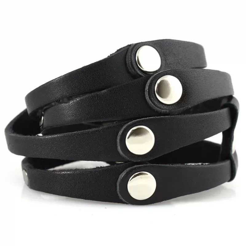 Кожаный браслет Scappa A-108 черный