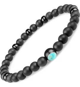 Черный мужской браслет из агата на резинке Everiot Select LNS-2064