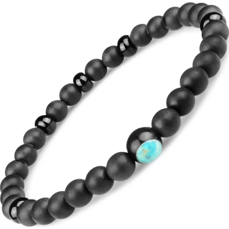 Черный мужской браслет из агата на резинке Everiot Select LNS-2064