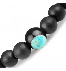 Черный мужской браслет из агата на резинке Everiot Select LNS-2064