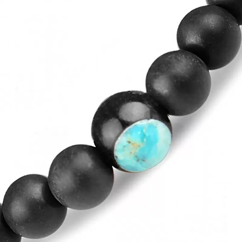 Черный мужской браслет из агата на резинке Everiot Select LNS-2064