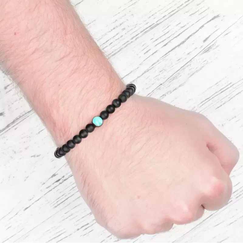 Черный мужской браслет из агата на резинке Everiot Select LNS-2064