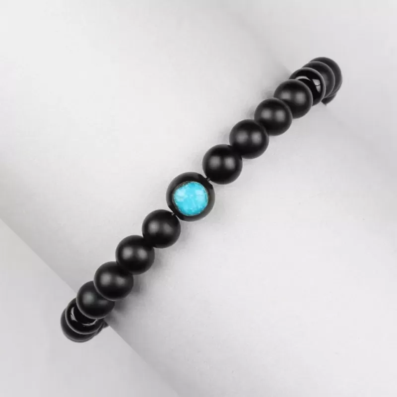 Черный мужской браслет из агата на резинке Everiot Select LNS-2064