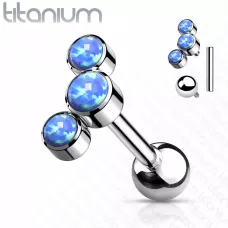 Титановая серьга штанга для пирсинга хряща уха Pirslab TIJ07-OP05 накрутка кластер с опалом