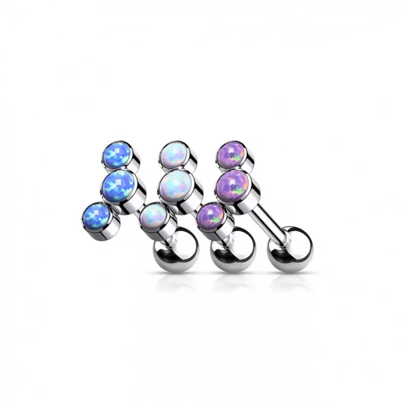 Титановая серьга штанга для пирсинга хряща уха Pirslab TIJ07-OP05 накрутка кластер с опалом