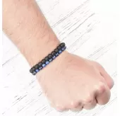 Браслет Шамбала Everiot Select LNS-0245 из лазурита и лавы (базальта) в два ряда