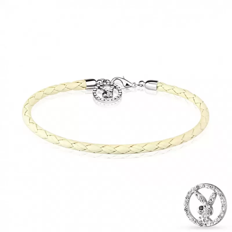 Женский плетеный браслет TATIC PBSB-009WH из экокожи с зайчиком Playboy