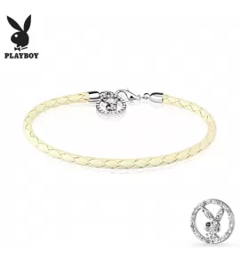 Женский плетеный браслет TATIC PBSB-009WH из экокожи с зайчиком Playboy