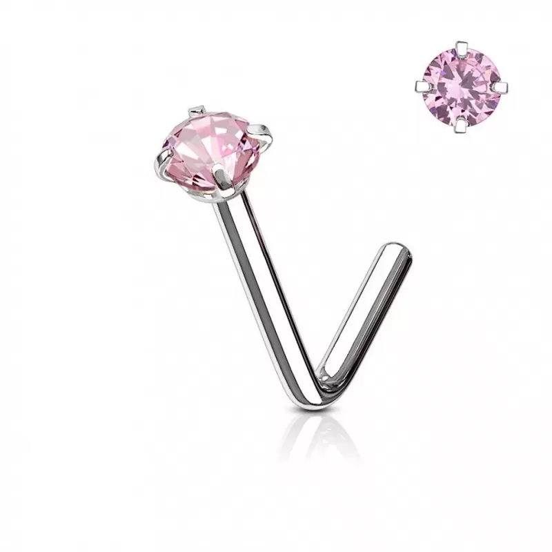 Серьга нострил (гвоздик) для пирсинга крыла носа PiercedFish NOL04 из стали с фианитом 3 мм