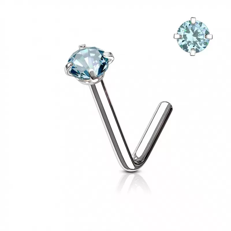 Серьга нострил (гвоздик) для пирсинга крыла носа PiercedFish NOL04 из стали с фианитом 3 мм