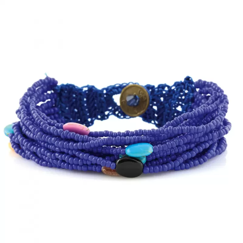 Браслет Indigo ING-1445 ярко-синий с разноцветными бусинами