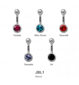 Стальная штанга для пирсинга пупка Everiot AAB-JBL1 с фианитом
