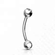 Изогнутая штанга (банан) для пирсинга пупка, брови Pirslab T23C04 из титана с фианитами