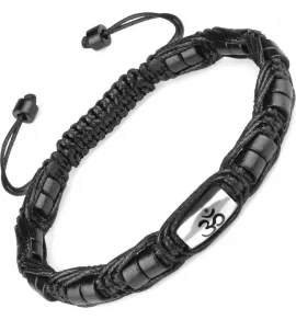 Черный браслет Шамбала из керамических бусин со знаком "Ом" Everiot Select LNS-2105