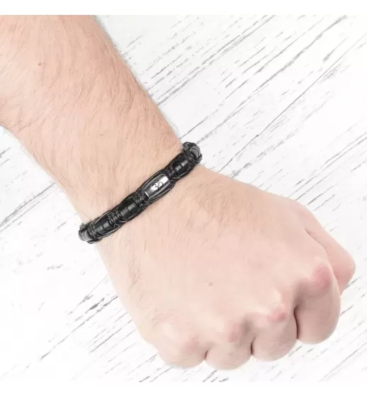 Черный браслет Шамбала из керамических бусин со знаком "Ом" Everiot Select LNS-2105