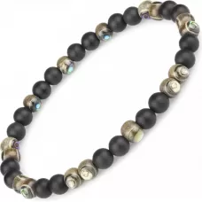 Браслет на резинке Everiot Select LNS-3014 из агата, дерева и галиотиса