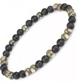 Браслет на резинке Everiot Select LNS-3014 из агата, дерева и галиотиса