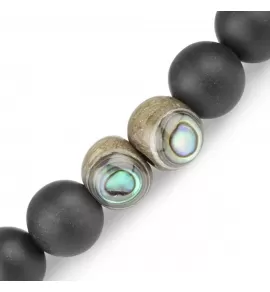 Браслет на резинке Everiot Select LNS-3014 из агата, дерева и галиотиса