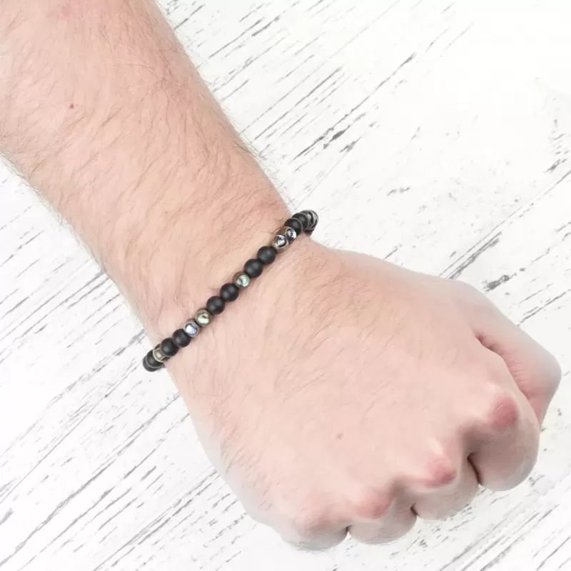 Браслет на резинке Everiot Select LNS-3014 из агата, дерева и галиотиса