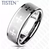 Мужское кольцо Tisten из титан-вольфрама (тистена) R-TS-059 с крестами