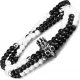 Браслет мужской в три оборота на резинке из агата и гематита Everiot Select LNS-2065 с черепом
