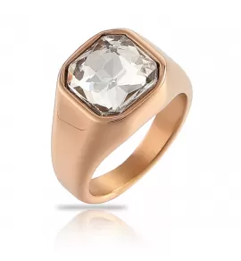 Мужской перстень из стали RSS-7657-RD с квадратным фианитом