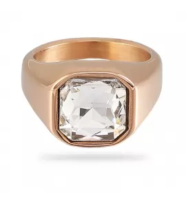 Мужской перстень из стали RSS-7657-RD с квадратным фианитом