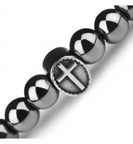 Браслет Шамбала из гематита с крестом Everiot Select LNS-2082