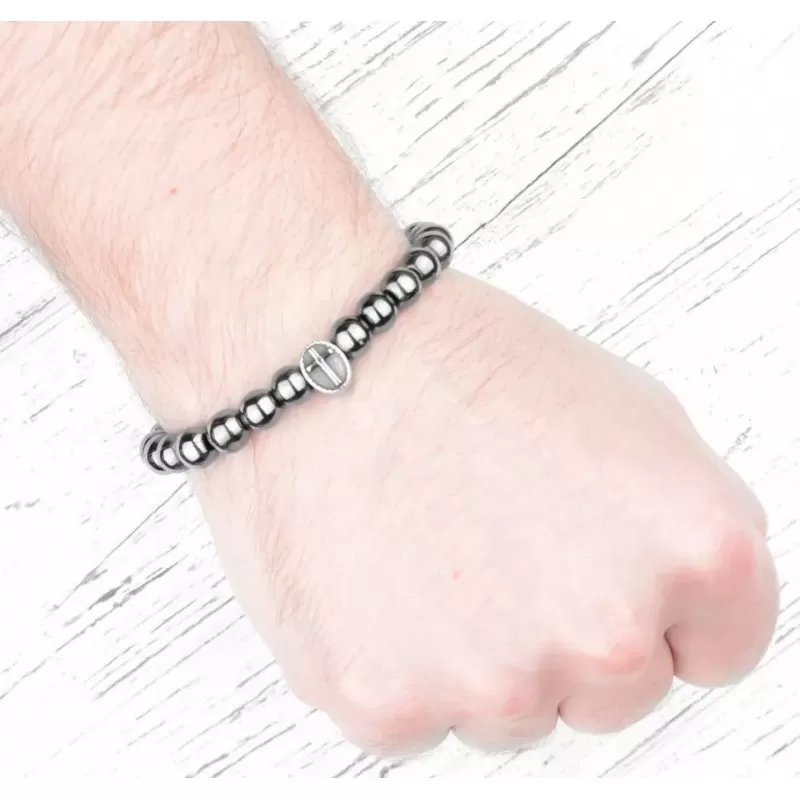 Браслет Шамбала из гематита с крестом Everiot Select LNS-2082