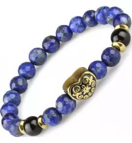 Женский браслет на резинке "Сердце" Everiot Select LNS-0246 из лазурита с агатом