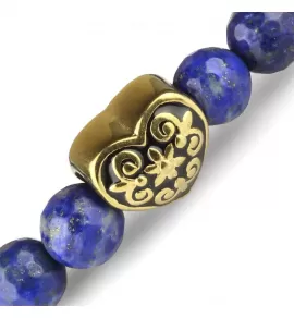 Женский браслет на резинке "Сердце" Everiot Select LNS-0246 из лазурита с агатом