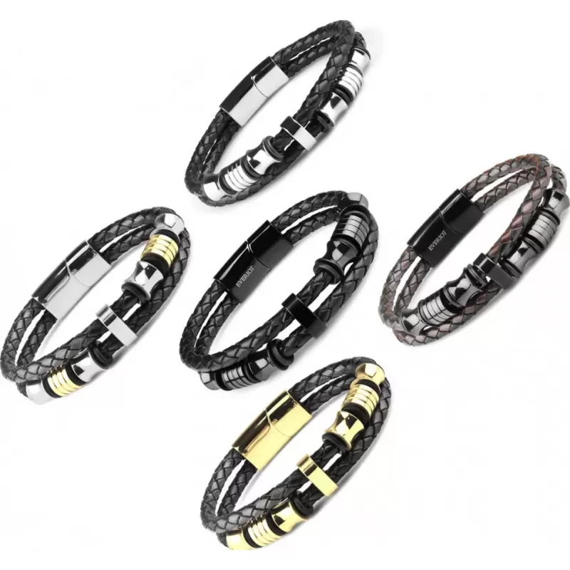 Мужской браслет из натуральной кожи Everiot Select LNS-5007