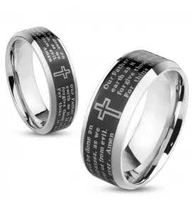 Кольцо из стали TATIC R-M4058K с молитвой "Отче наш" на английском языке