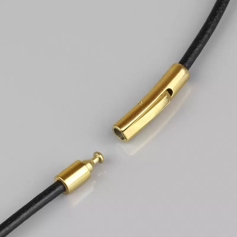 Кожаный шнурок премиум Everiot Select LC-5002-GD с застежкой из стали