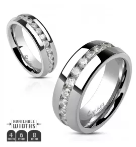 Кольцо из стали Spikes R-H1570 c рядом белых фианитов по кругу