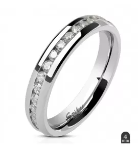 Кольцо из стали Spikes R-H1570 c рядом белых фианитов по кругу