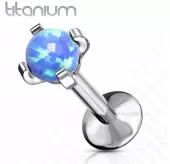 Серьга лабрет из титана Pirslab T23LI7-OP05 с искусственным опалом