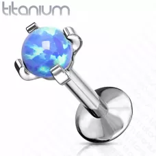 Серьга лабрет из титана Pirslab T23LI7-OP05 с искусственным опалом