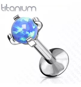 Серьга лабрет из титана Pirslab T23LI7-OP05 с искусственным опалом