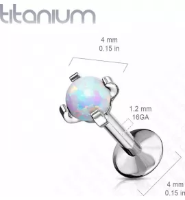 Серьга лабрет из титана Pirslab T23LI7-OP05 с искусственным опалом