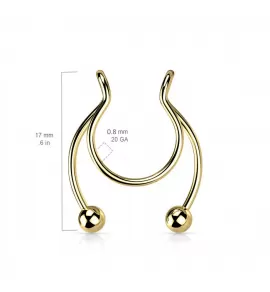 Септум обманка (серьга циркуляр, клипса в нос, для сосков) из стали PiercedFish CLP01-K имитация пирсинг подковы