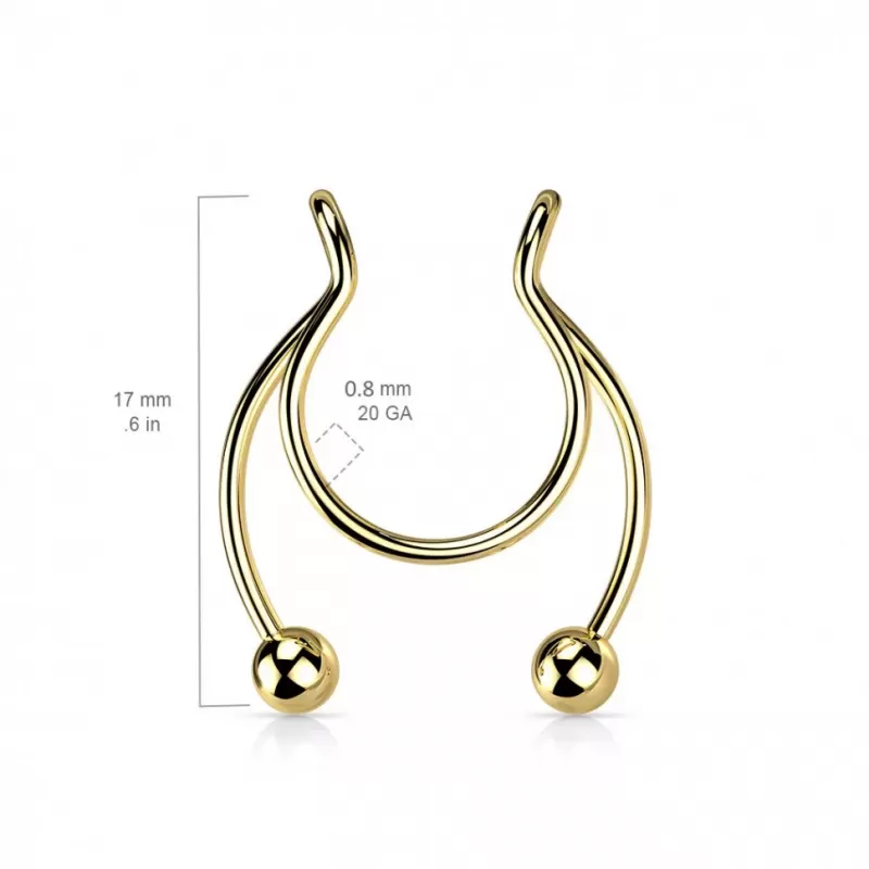 Септум обманка (серьга циркуляр, клипса в нос, для сосков) из стали PiercedFish CLP01-K имитация пирсинг подковы