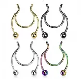 Септум обманка (серьга циркуляр, клипса в нос, для сосков) из стали PiercedFish CLP01-K имитация пирсинг подковы