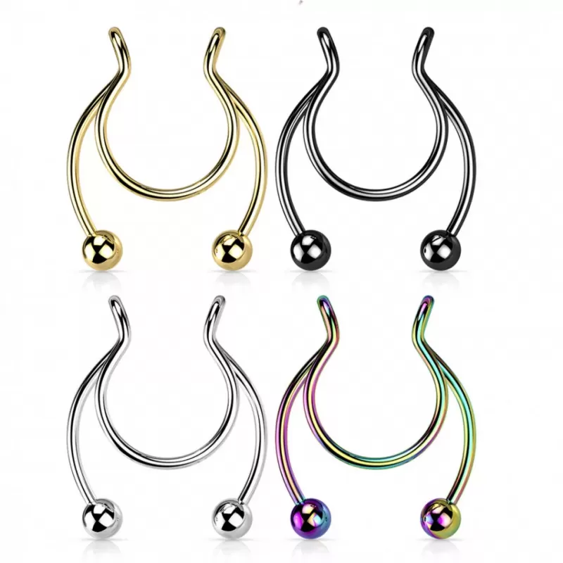 Септум обманка (серьга циркуляр, клипса в нос, для сосков) из стали PiercedFish CLP01-K имитация пирсинг подковы
